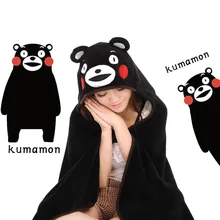 Мультфильм Kumamon капюшон одеяло s для кровати диван носимых коралловый флис с капюшоном одеяло японский стиль мягкое теплое одеяло