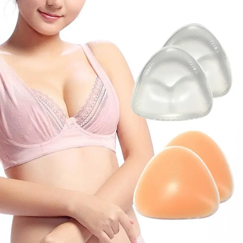 

Bikini Silicone Bra Women Triangular Bra Pads Thicker Silicone All-match Soft Bra Transparent Color Skin Color Free Size New