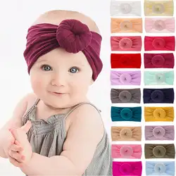 Одежда для малышей для девочек нейлон лук Hairbands милые детские дети Chidlren повязки Эластичный Тюрбан повязка-Узелок на голову
