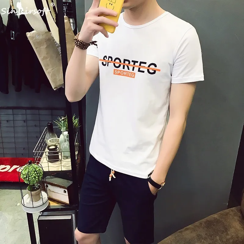 

Summer Short Sets Men Casual Suits Sportswear Tracksuit Stand Collar Male Outwear Sweatshirts Hoodies Patchwork T Shirt +Pants