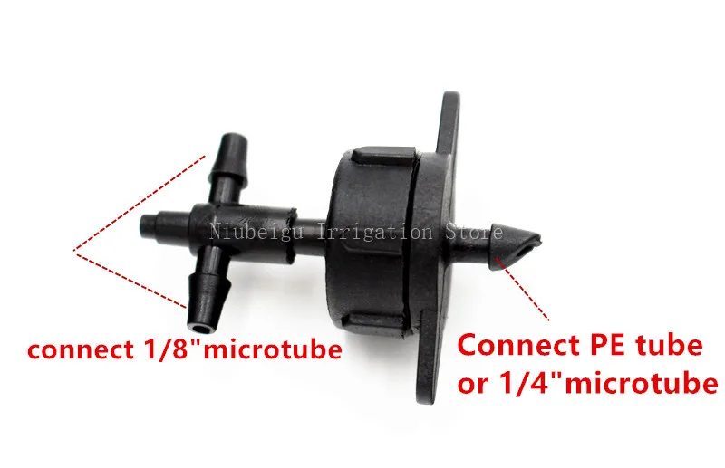 200 шт Давление компенсации Dripper 1/8 дюйма Barbs две ветви для 3 мм/5 мм трубки Стрелка Dripper приспособления для капельного орошения S103