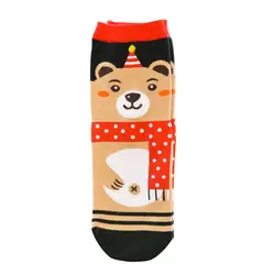 Мягкие удобные милые рождественские хлопковые носки до середины икры для девочек (медведь)