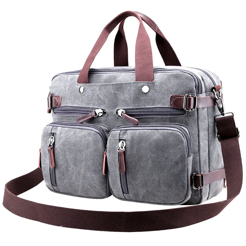 

Kvky Men Handbags Canvas Shoulder Crossbody Messenger Bags Solid High Capacity Man Casual Travel Multifunction Back Pack Lapto