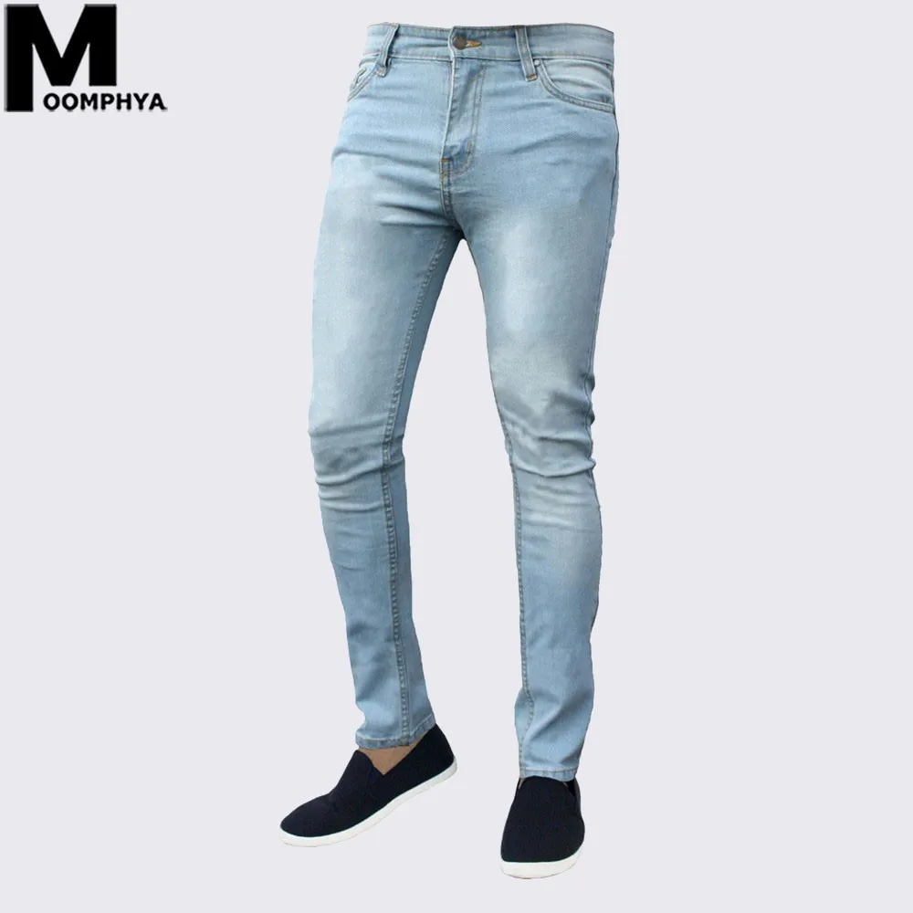 Moomphya 2019 New Casual plain Straight jeans men Comfortable soft men