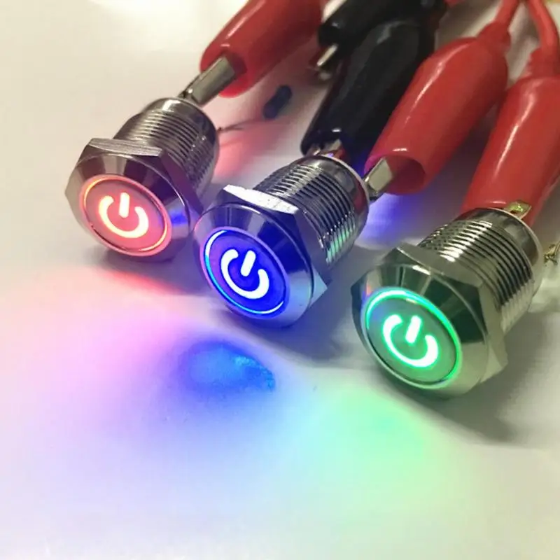 

12/16mm Self-lock Metal Button Switch Instantaneous Waterproof Button w/Lamp Latching Control Switch Self-lock PushButton Switch