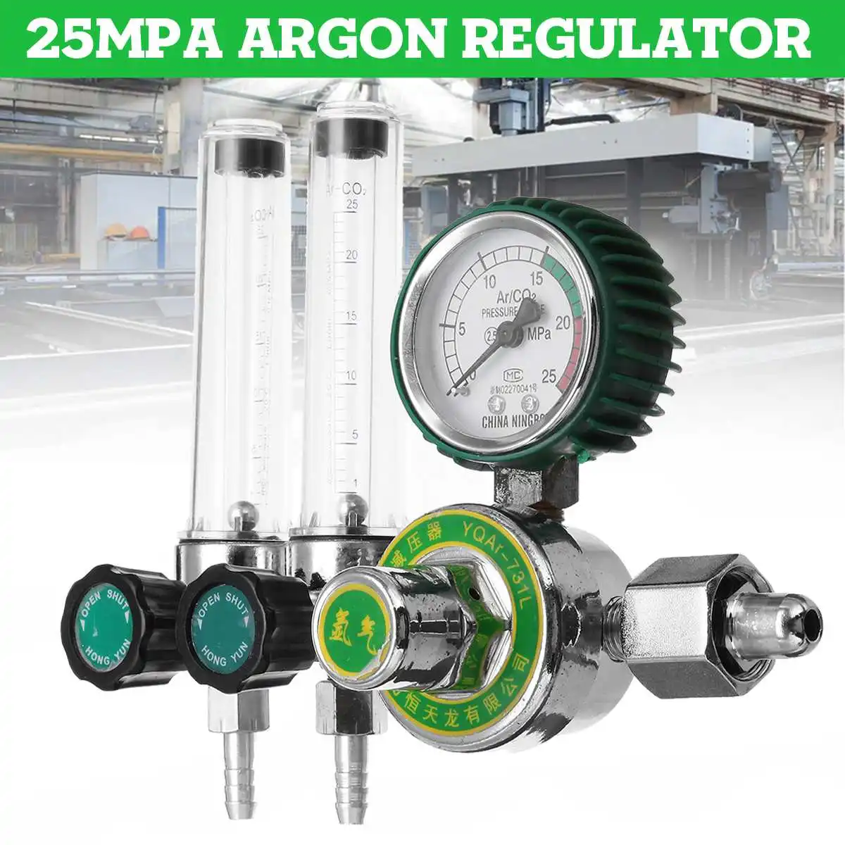 

0-25Mpa Argon Regulator Reducer Anti-vibration Diaphragm Double Tube Meter Flowmeter Argon Arc Welding Machine