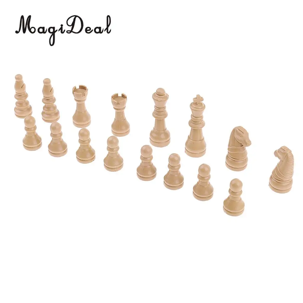 MagiDeal 16 Pieces Replacement Plastic Chess Pieces/Chessman Set beige Birthday Gift Party Supplies International Chess Set