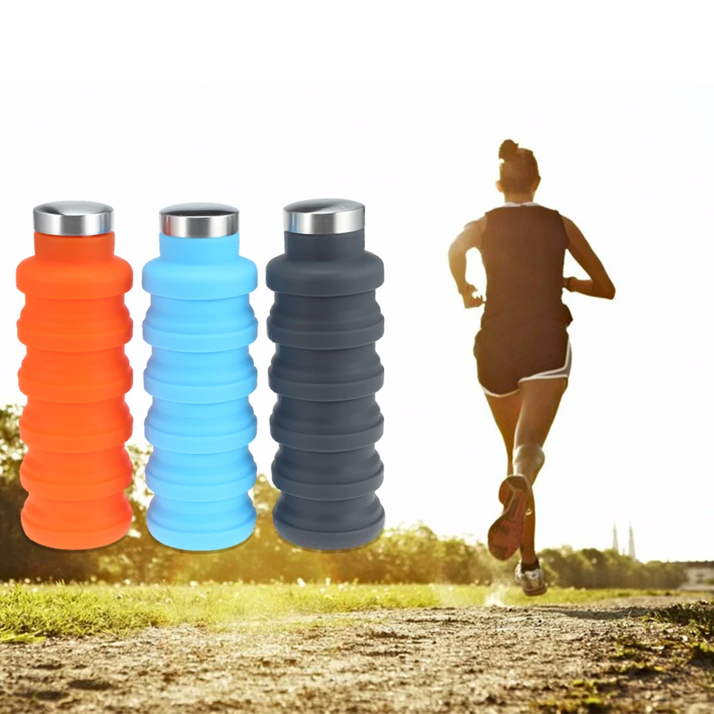 

500ML Portable Silicone Water Bottle Retractable Folding Coffee Bottle Outdoor Travel Drinking Collapsible Sport Drink Kettle