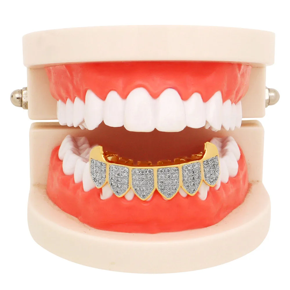 Хип-хоп зубные решетки золотого и серебристого цвета покрытые Iced out Grillz на заказ косплей имитация алмазных зубов колпачок сверху и снизу Grillz кепки