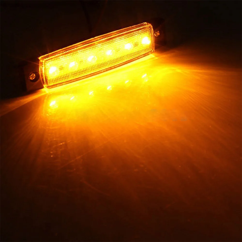 10 шт. Желтый 24 в 6 светодиодный супер свет боковые габаритные индикаторы лампы для автобуса, грузовика, прицепа