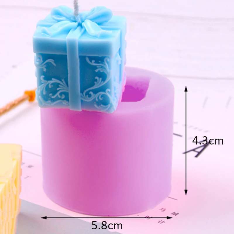 

New 3D Gift Box Candle Soap Mold Fondant Cake Plaster Craft Mold Handmade Silicone DIY Scented Candles