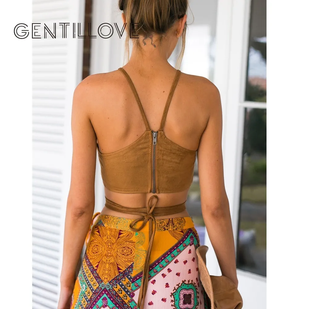 Кроп топ Gentillove женский из искусственной замши пикантный винтажный на шнуровке
