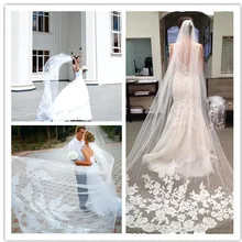 Элегантный 1 слой белого/цвета слоновой кости собора Длина кружевной край невесты свадебная вуаль+ гребень Фата невесты