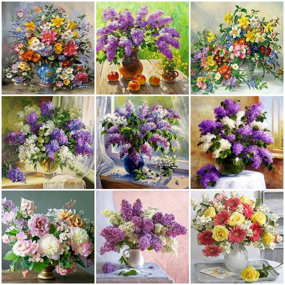 AZQSD Diamond Painting Flower Diamond Mosaic Floral 5D Diy Needlework