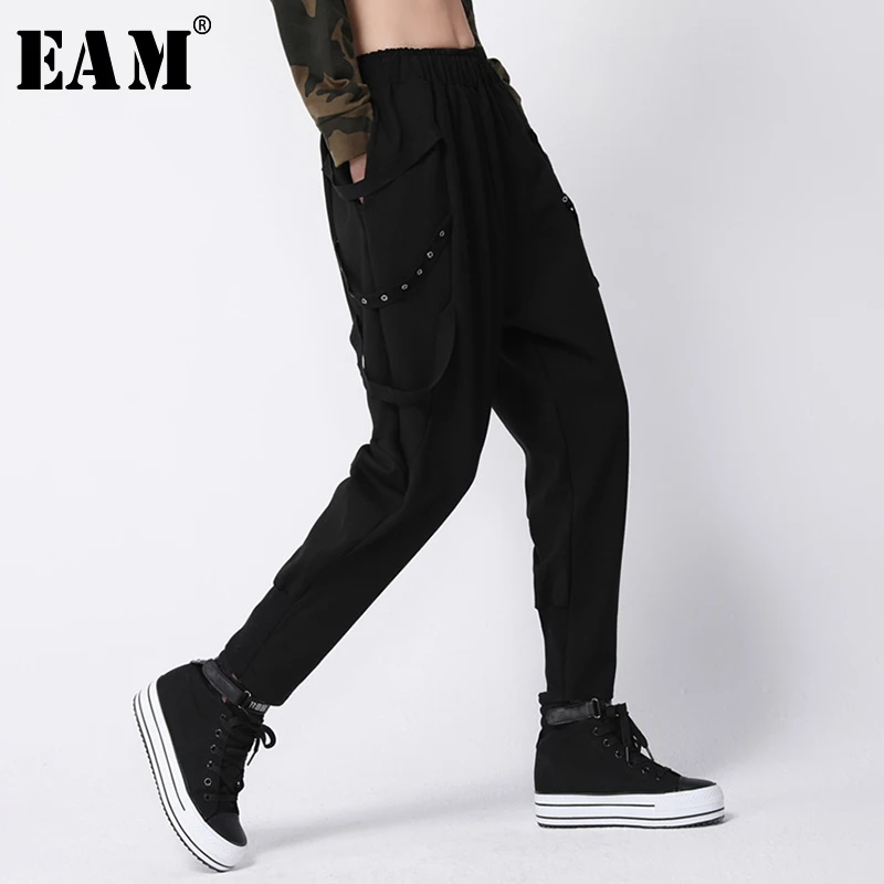 [EAM] 2019 New Spring Summer High Elastic Waist Black