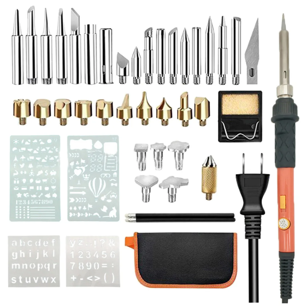 

44Pcs Soldering Iron Pen 260x140x40mmTemperature Adjustable Wood Burning Burner Kit Soldering Iron Pen Set