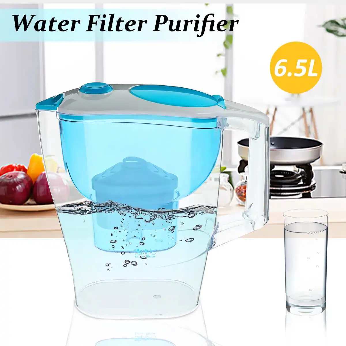 

6.5L Household and Picnic Filter Kettle cartridge Water Filter Water Purifier water dispenser Free Shipping ABS Blue 25x10x27cm