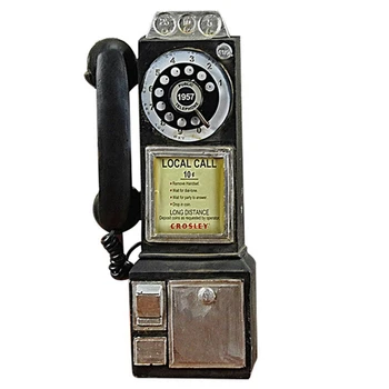 

Home Decor Vintage Telephone Model Wall Hanging Crafts Ornaments Retro Home Furniture Figurines Phone Miniature Decoration Gif