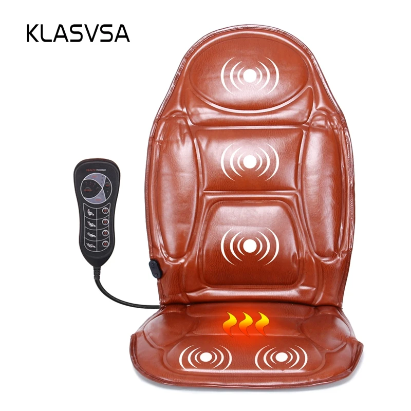 KLASVSA Electric Heating Back Massager Chair Cushion Vibrator Mat Car Home Office Back Neck