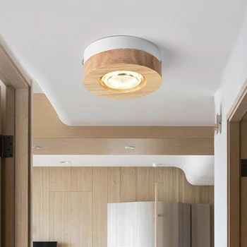 

Modern LED Ceiling Lights Wooden Ceiling Lamp For Corridor Square Round Wood Kitchen Lights Small Surface Mounted Lamp
