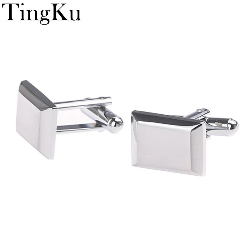 

High Quality Shirts Cufflinks Black for Mens Wedding Jewelry Rectangle Alloy Cuff Links Buttons Silver Women Luxury Brand