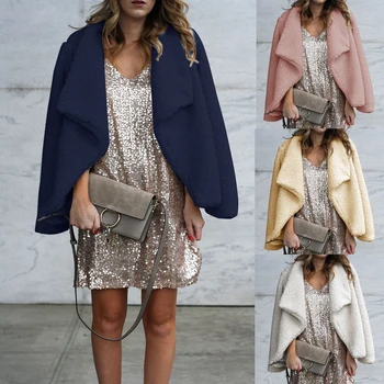 

Women Ladies Winter Fluffy Shaggy Fleece Fur Jacket Warm Overcoat Outerwear