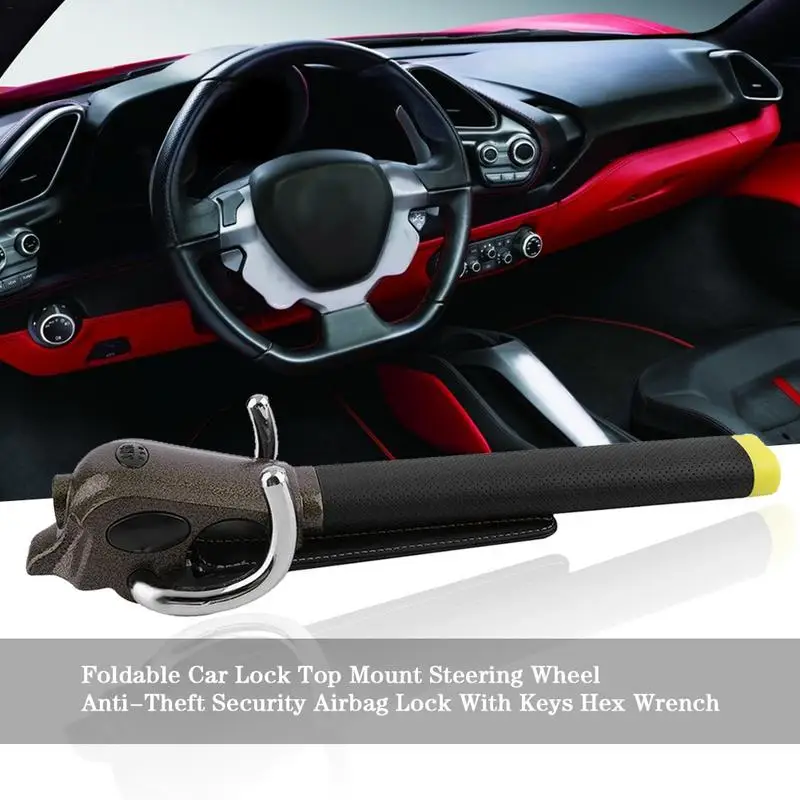 

Foldable Car Lock Top Mount Steering Wheel Anti-Theft Security Airbag Lock With Keys Hex Wrench
