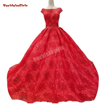 

Backlakegirls Vintage Cap Sleeve Flowers Pattern Chapel Train Sequined Red Lace Up Ball Gowns Vestidos De Festa Robe De Soiree