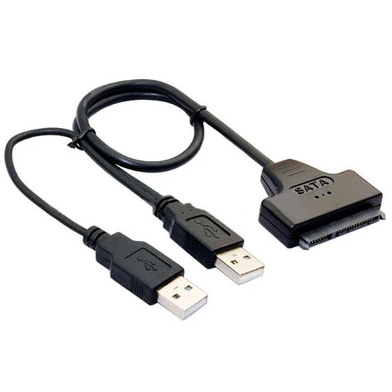 

USB 2.0 to SATA 15+7 22P Adapter Cable For 2.5" HDD SSD Laptop Hard Drive +Case Black