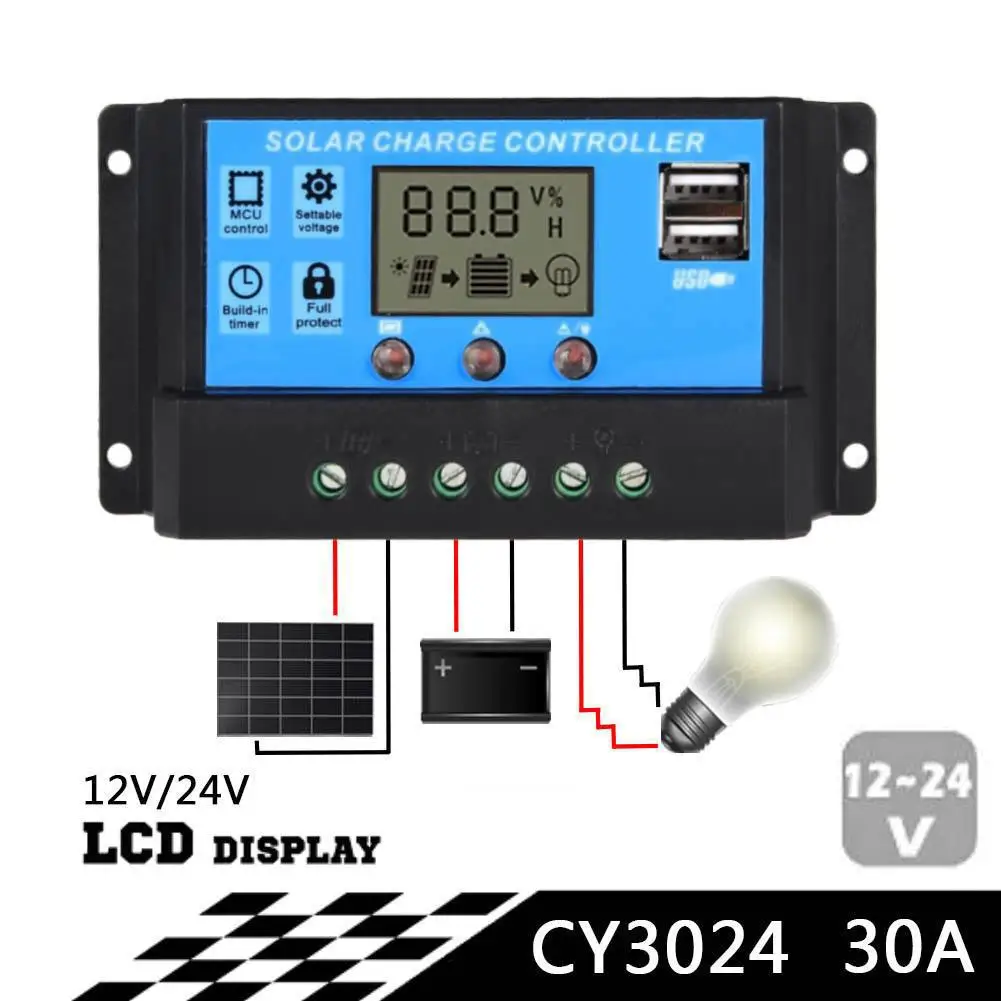 

30A 12V 24V PWM Solar Panel Battery Protection Circuit Charge Controller