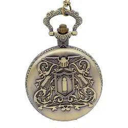 Большие кварцевые карманные часы ретро-дизайн бронзовая медаль карманные часы