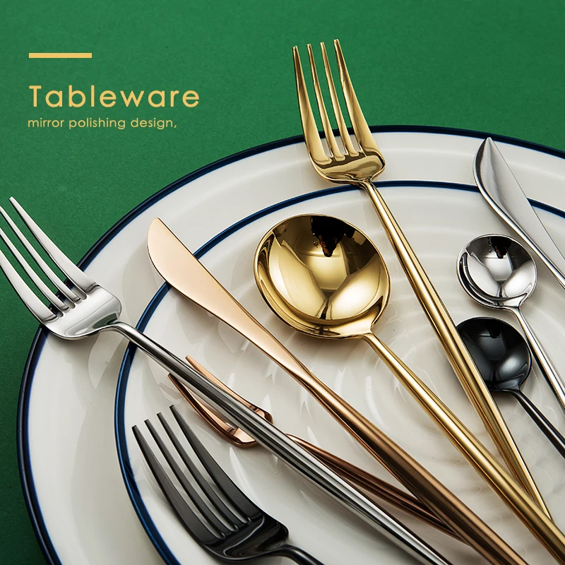 304 Stainless Steel Tableware Set Mirror Shining Rose Gold European Western Food Dinnerware Sets Knife Forks Black Cutleries 4pc 304 Stainless Steel Tableware Set Mirror Shining Rose Gold European Western Food Dinnerware Sets Knife Forks Black Cutleries 4pc