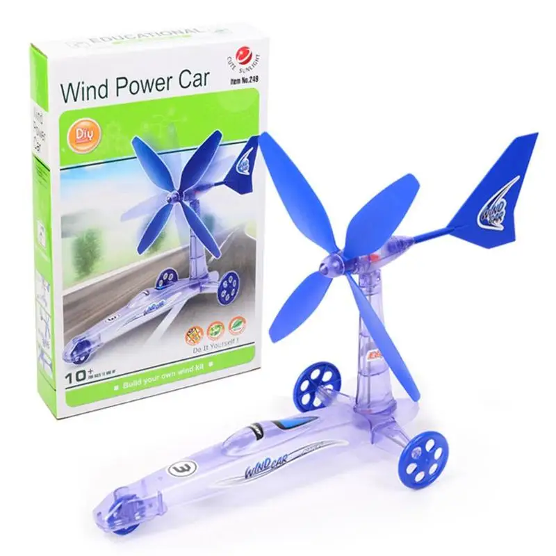 Дети DIY ветер мощность игрушечный автомобиль DIY ветер энергии Мощность сборки обучения Образование игрушка-подарок для детей обучающая