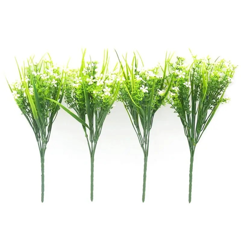 

Flowers Plants 4pcs Faux Plastic Shrub Bouquet Simulation Greenery Bushes Indoor Outside Home Garden Office Wedding Decor