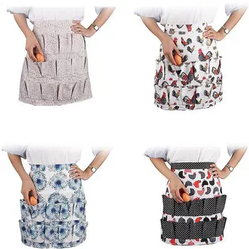 

12 15 Pockets Egg Collecting Harvest Apron Chicken Farm Work Aprons Carrier Cotton Linen Multifunction Cleaning Aprons
