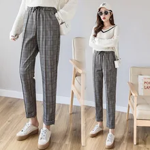 2019 New Women Plaid Harem Pants Spring Summer Elastic Waist Loose Pants Casual Women Trousers Autumn Slim Long Harem Pants 2019 New Women Plaid Harem Pants Spring Summer Elastic Waist Loose Pants Casual Women Trousers Autumn Slim Long Harem Pants