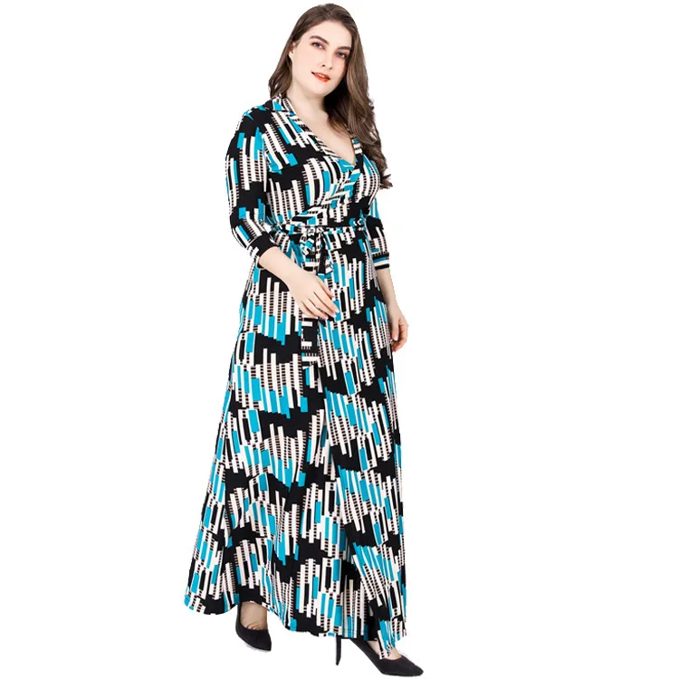 Женское длинное платье макси с геометрическим принтом размеры XL XXL XXXL 4XL 5XL