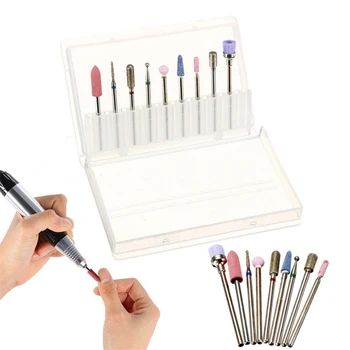 

9 Pcs/set Diamond Ceramic Rotary Burr Nail Drill Bits Machine for Removing Polish Manicure Cuticle Milling Cutter Nail Art Tools