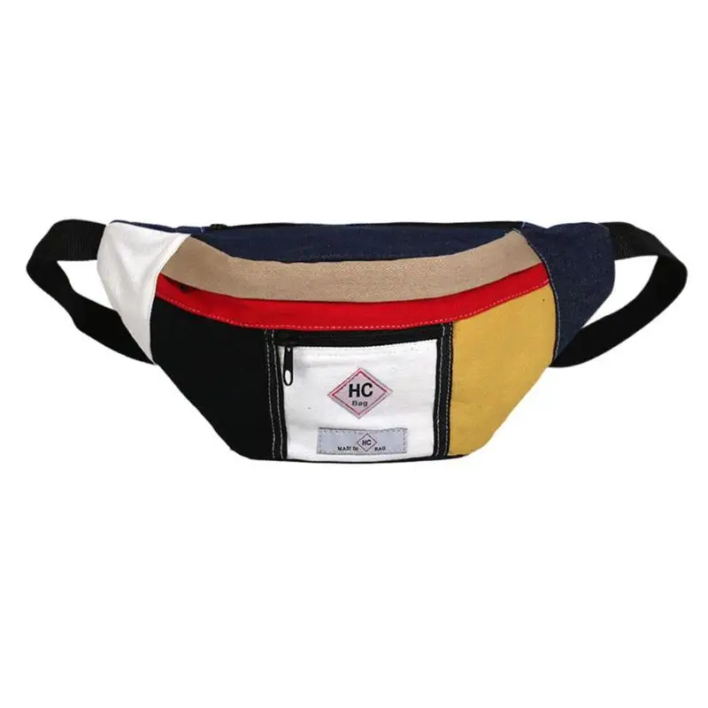 

Fashion Boys Girls Canvas Splicing Color Hobos Shoulder Bag Waist Fanny Chest Packs Crossbody Bags Casual Accessories 2019 New