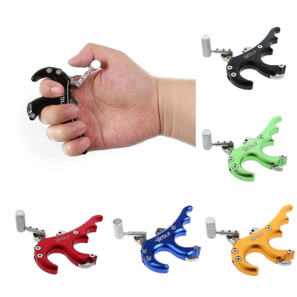 

Outdoor 4 Finger Grip Archery Bow Release Aid Trigger for Compound Bow Made of Aluminum Alloy Shooting Hunting Practicing