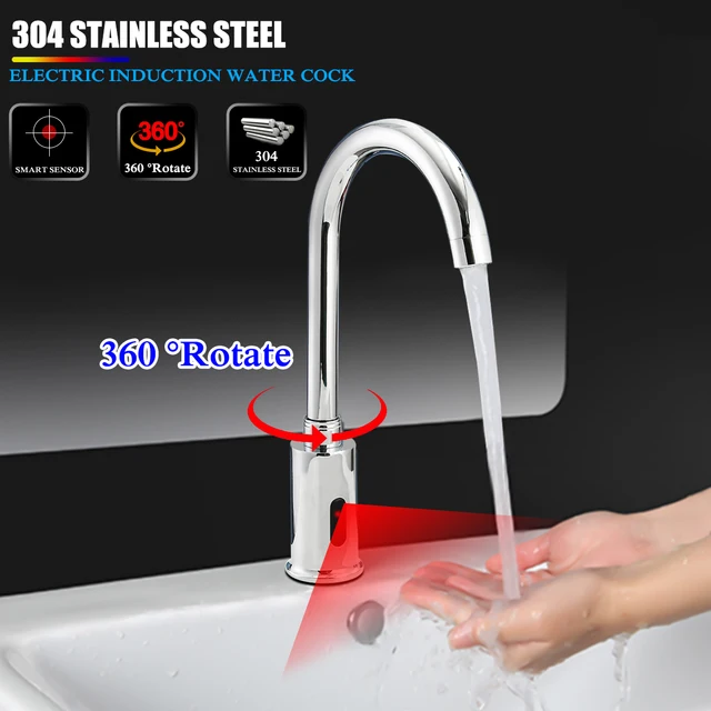 Best Offers Electronic Automatic Sensor Control Infrared Kitchen Water Faucet Modern Bathroom Sink Tap Basin Faucet Hands Tact Free