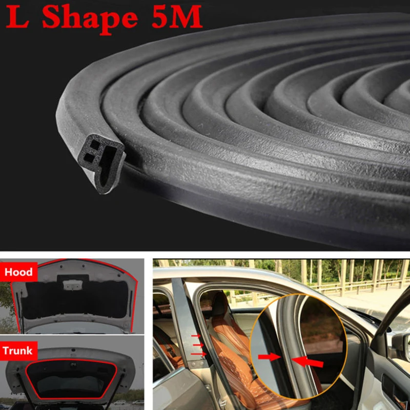 

5M L-Shape Car Door Hood Trunk Trim Edge Moulding Rubber Weatherstrip Seal Strip high quality suitable for most cars