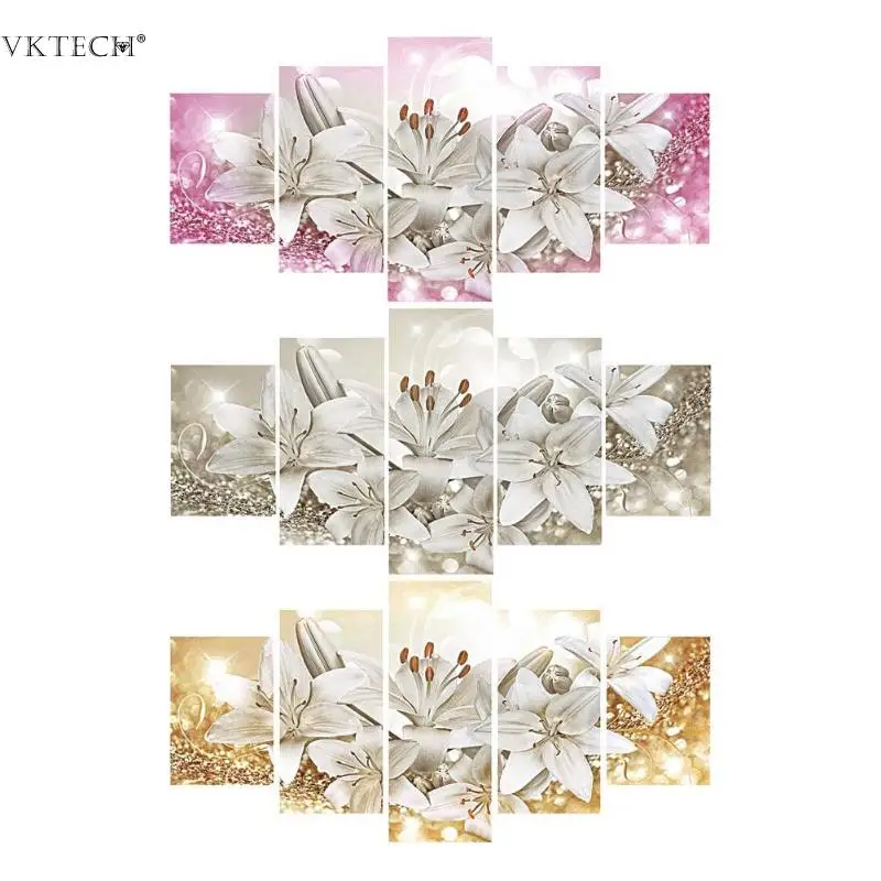 

5pcs 5D DIY Full Drill Diamond Painting Embroidery Abstract Flower Lily Mosaic Cross Stitch Kit for Home Decor Wall Picture