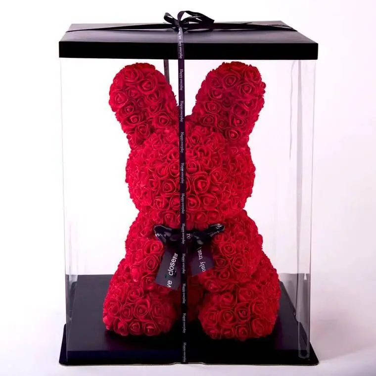 

Valentine's Day Present Unburden Rabbit Rose Bear Everlasting Flower Foam Rose Girlfriend Birthday Gift Stuffed & Plush Animals
