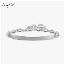 Цепочка и звено браслет классический, серебро 925 пробы модные ювелирные изделия с возможностью крепления подвески-талисмана Bileklik подарок для мужчин и женщин Девушка