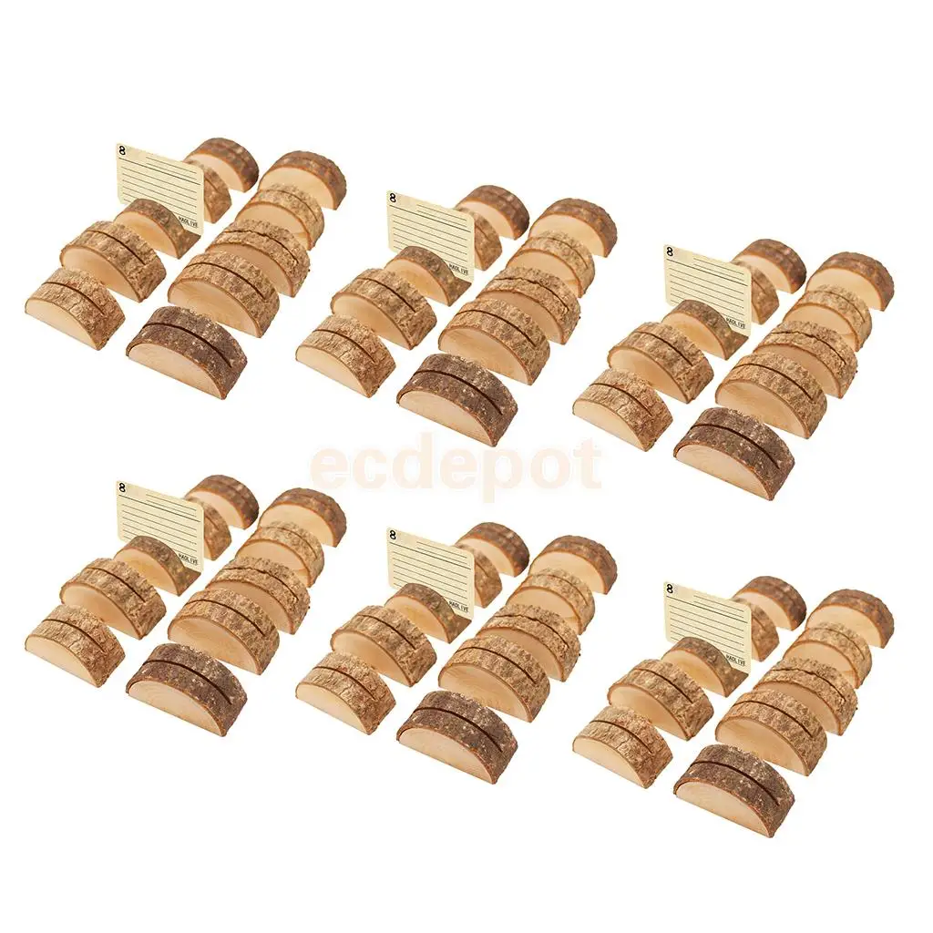 

60pcs Rustic Wood Table Numbers Holder Wood Place Card Holder Party Wedding Table Name Card Holder Memo Note Card