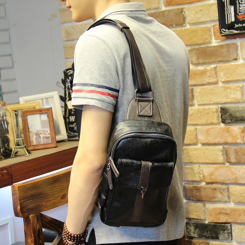 

New Design Mens High Quality Pu Leather Crossbody Bag Casual Men Messenger Bag Chest Waist Pack One Shoulder Travel Small Bag