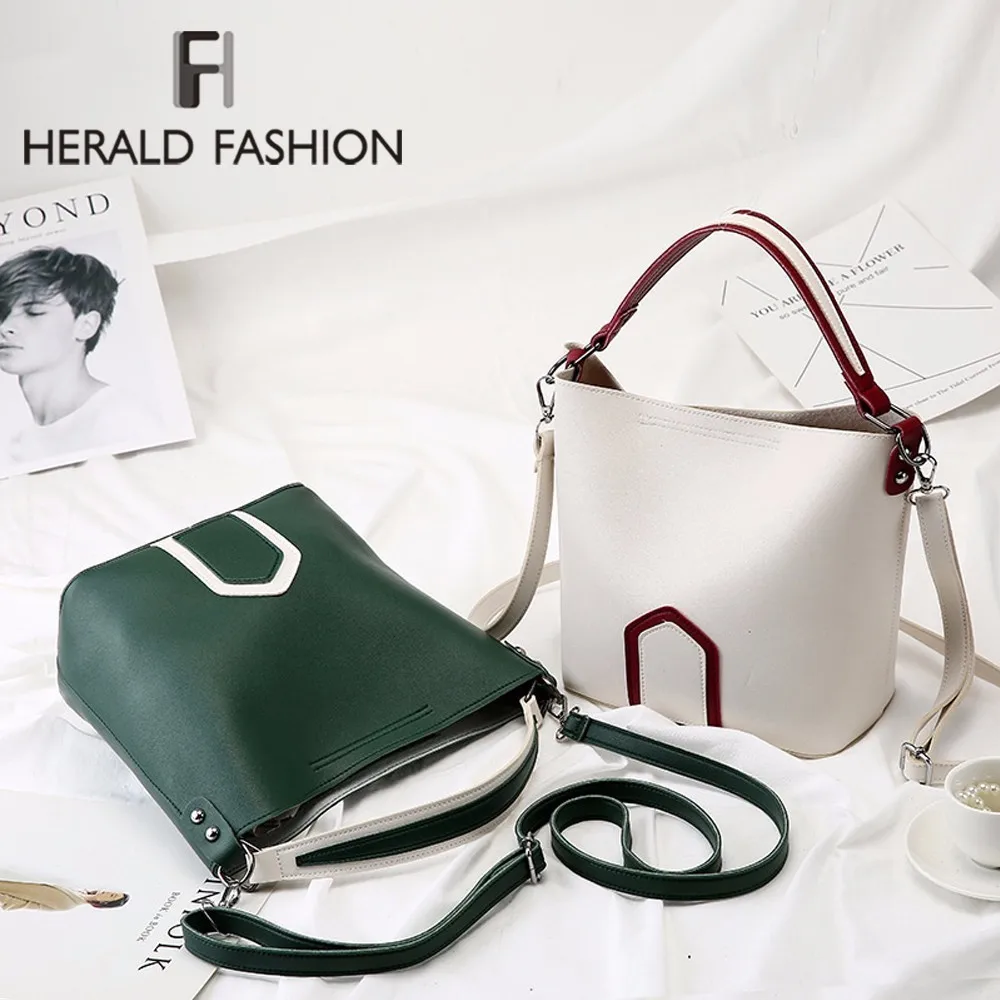 Herald Fashion Top-Handle bags For Women Bucket handbag Soft Leather Lady Shoulder Bag Large Capacity Female Totes Shopper Bag