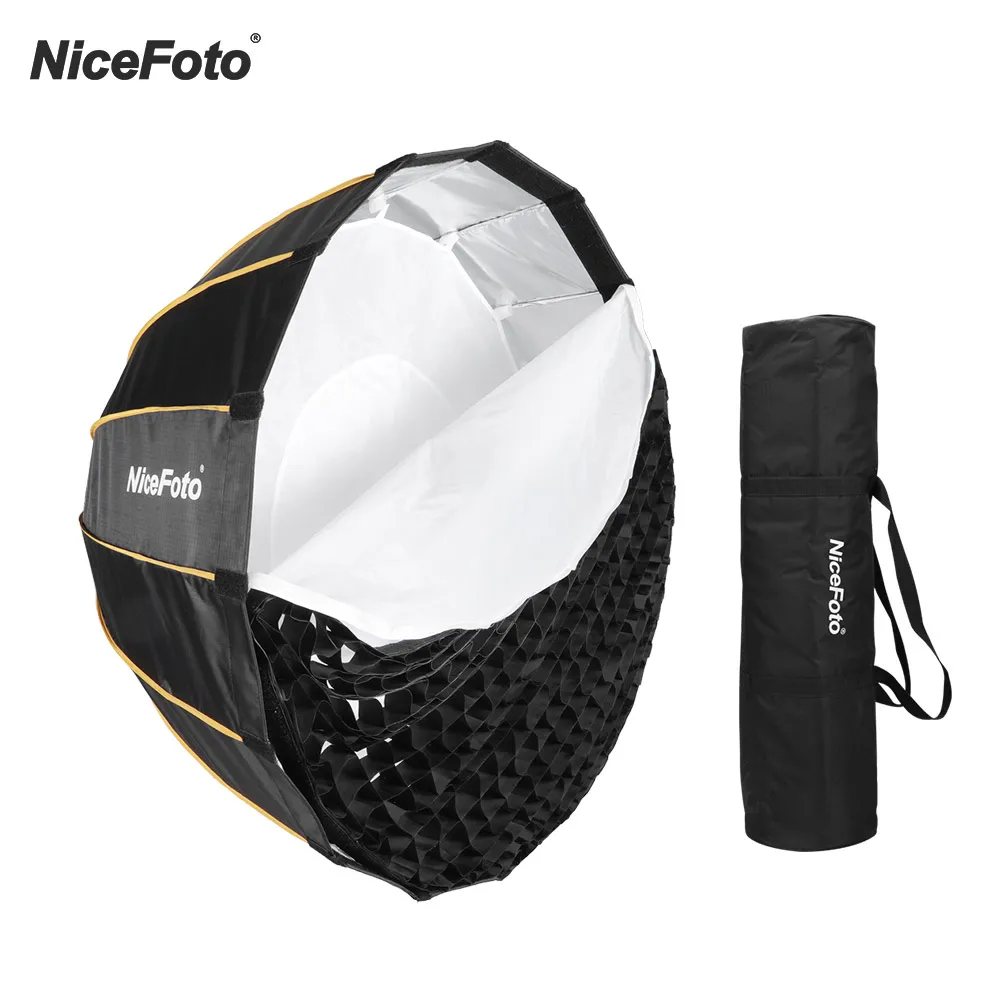 

NiceFoto LED-Φ Quick Set-up Folding Deep Parabolic Umbrella Softbox with Grid Carry Bag Diameter 120cm for Aputure Photography