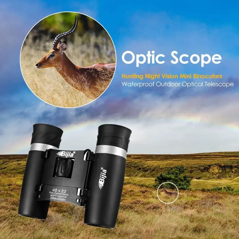 BIJIA 40x22 عالية الجودة البسيطة مجهر في الهواء الطلق المحمولة مجهر للطي الصيد تليسكوب رؤية ليلية البصرية نطاق